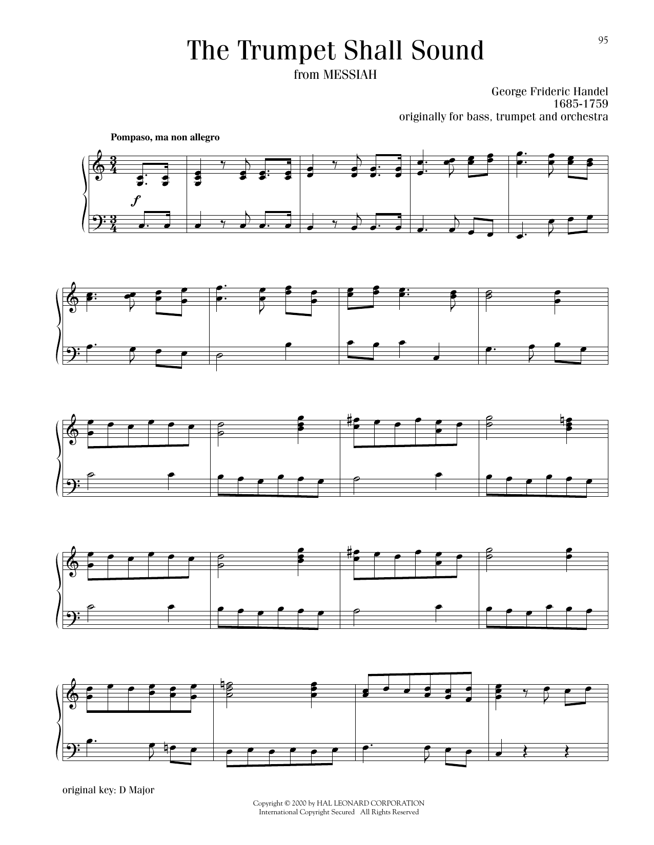 George Frideric Handel Trumpet Shall Sound sheet music notes printable PDF score