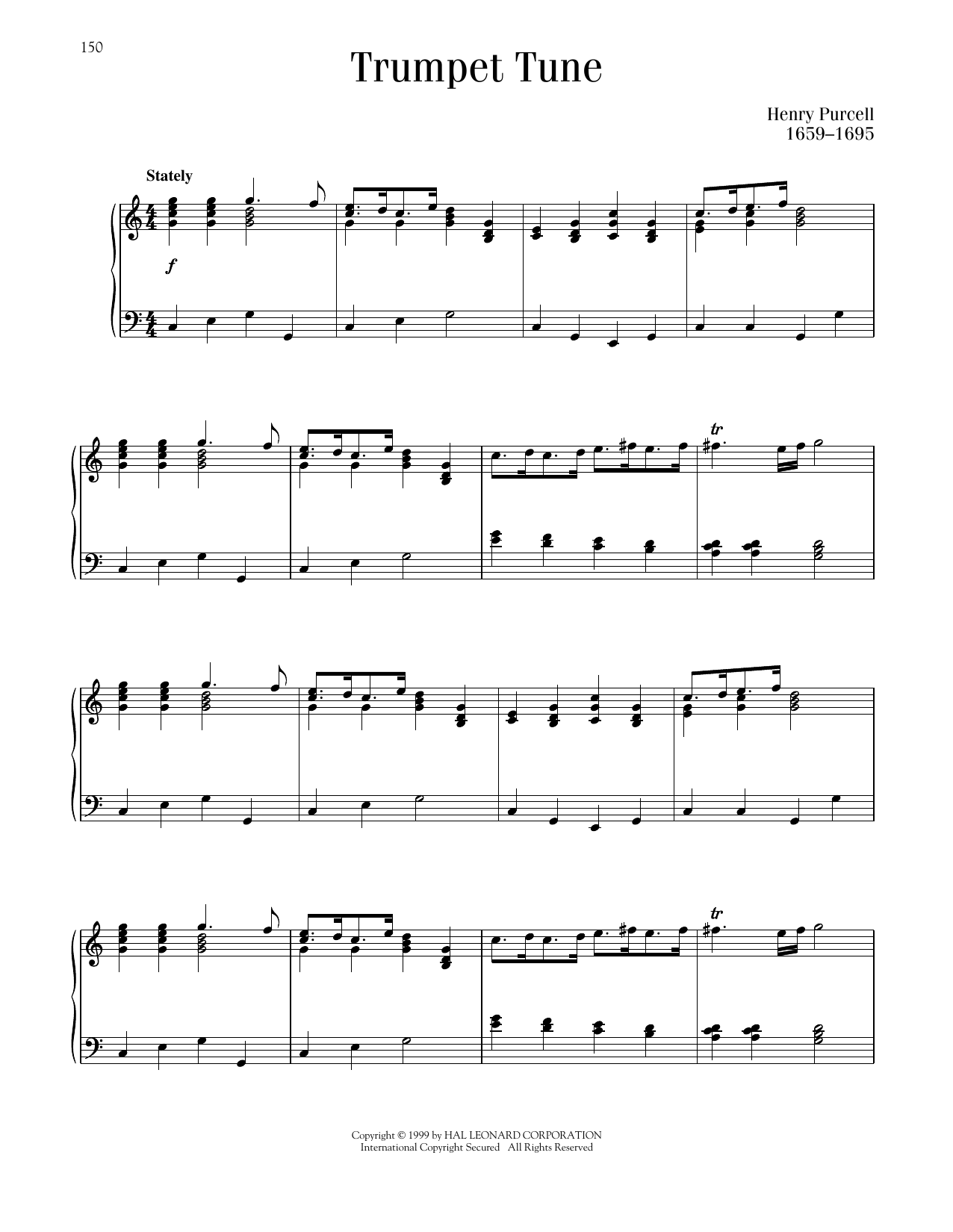 Henry Purcell Trumpet Tune sheet music notes printable PDF score