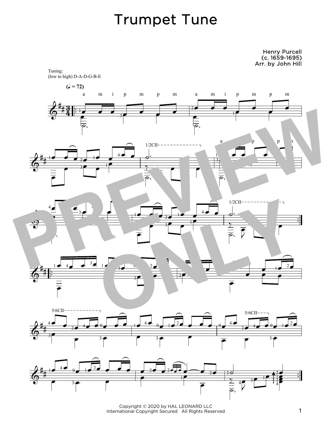 Download Henry Purcell Trumpet Tune Sheet Music