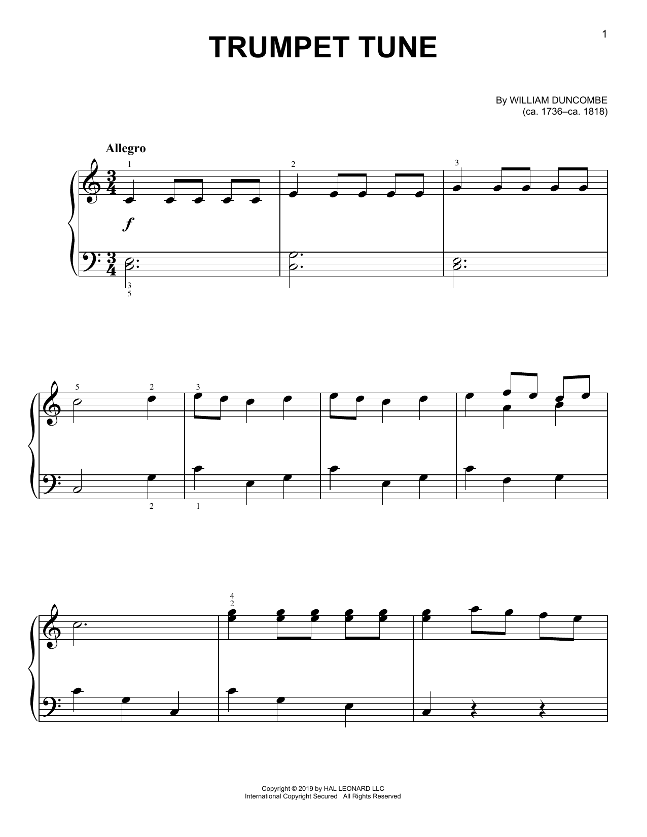 Download William Duncombe Trumpet Tune Sheet Music