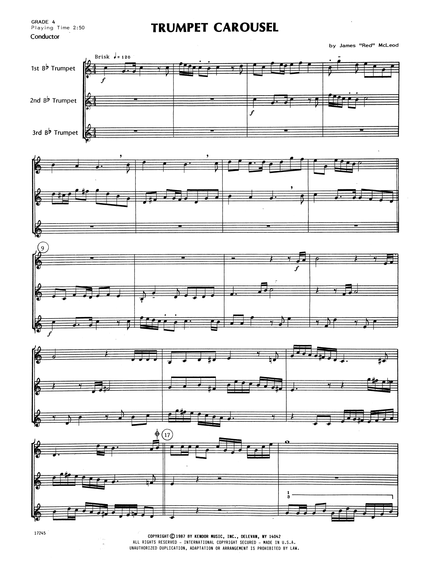 Download James 'Red' McLeod Trumpet Carousel - Full Score Sheet Music