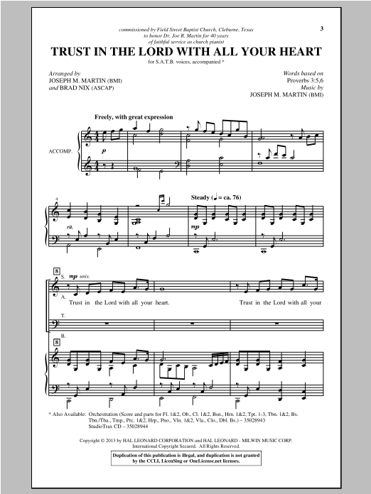 Download Joseph M. Martin Trust In The Lord With All Your Heart Sheet Music