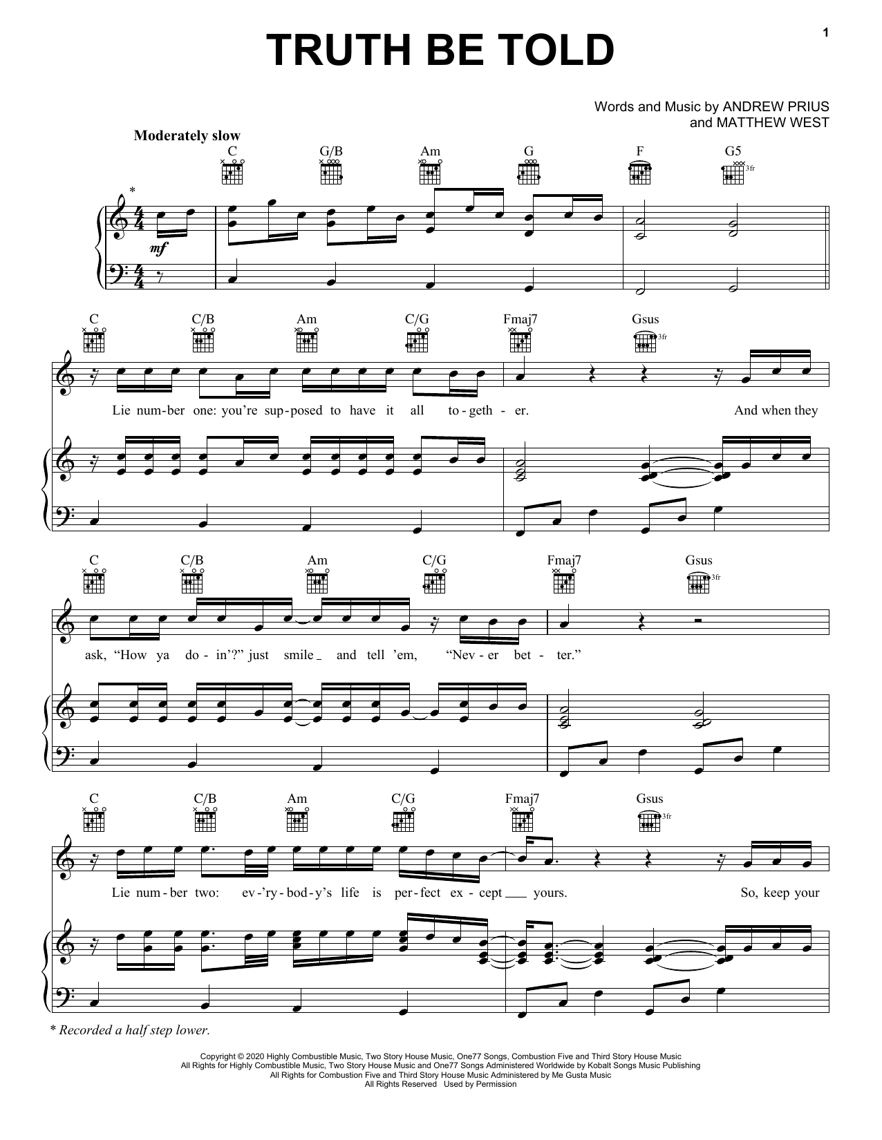 Download Matthew West Truth Be Told Sheet Music