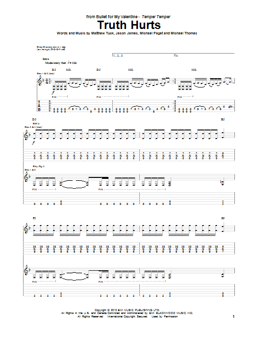 Download Bullet for My Valentine Truth Hurts Sheet Music