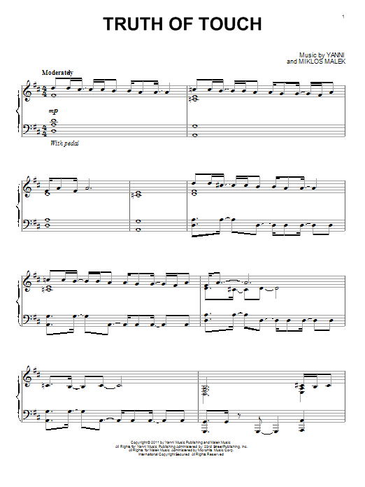 Download Yanni Truth Of Touch Sheet Music