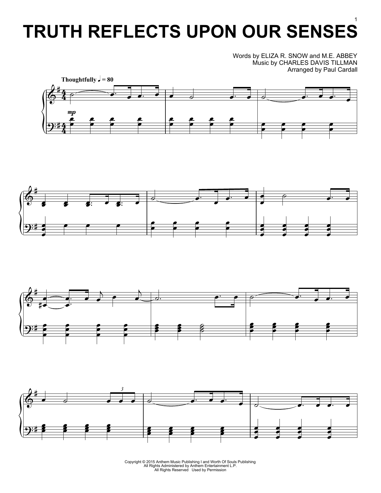Download Paul Cardall Truth Reflects Upon Our Senses Sheet Music