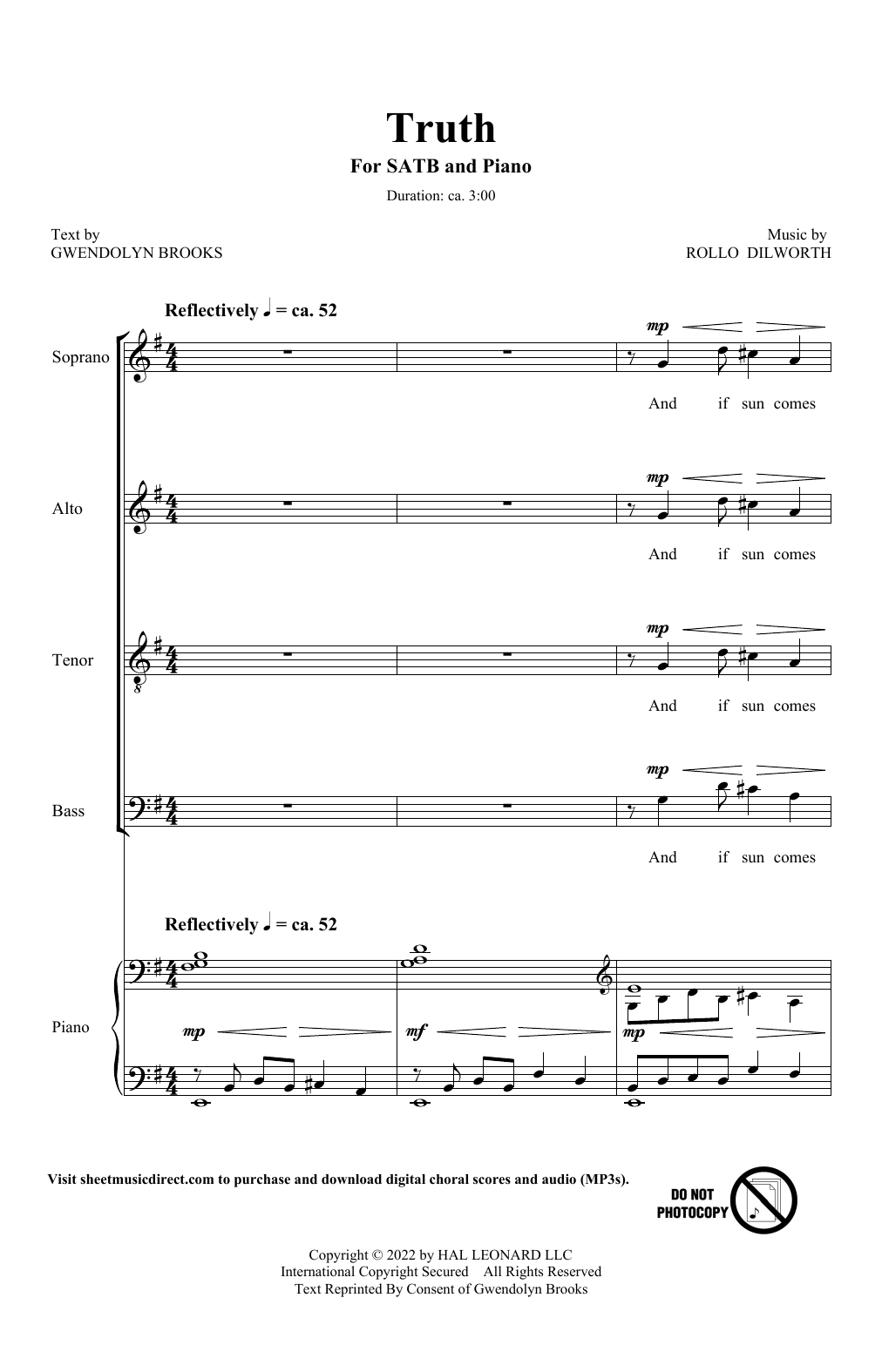 Download Rollo Dilworth Truth Sheet Music