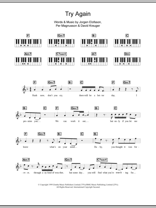 Download Westlife Try Again Sheet Music