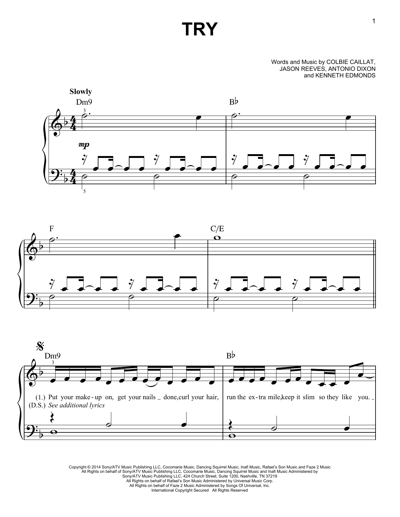 Download Colbie Caillat Try Sheet Music