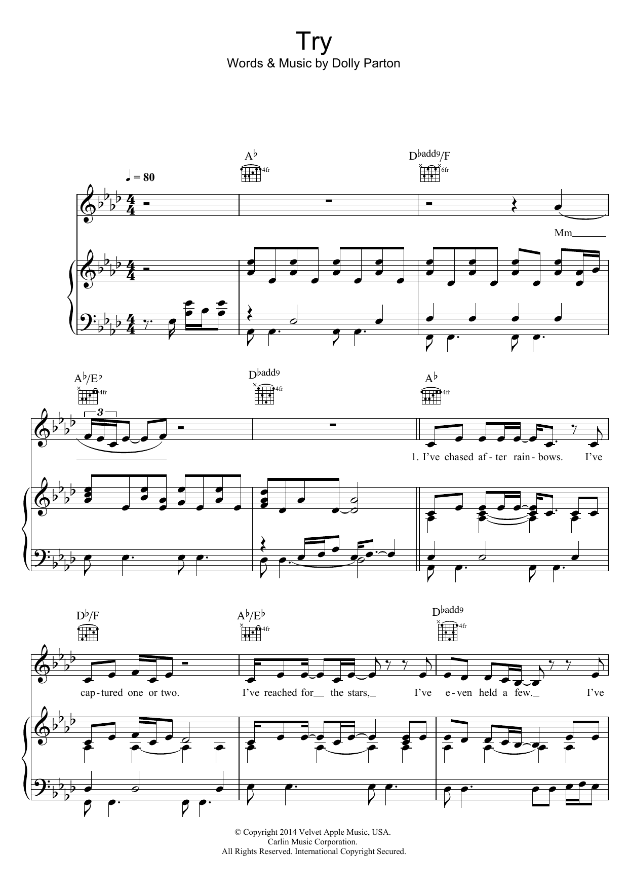 Download Dolly Parton Try Sheet Music