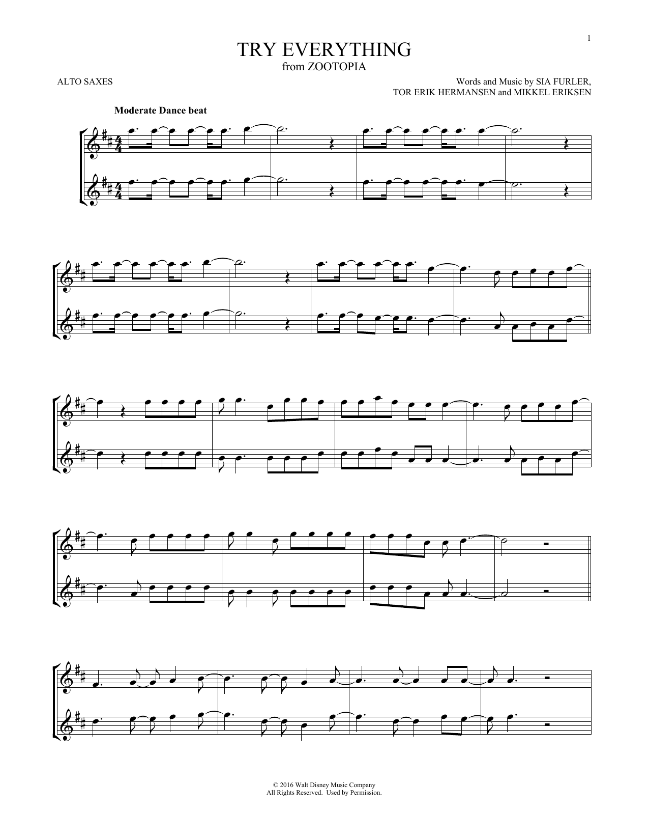 Download Shakira Try Everything (from Zootopia) Sheet Music
