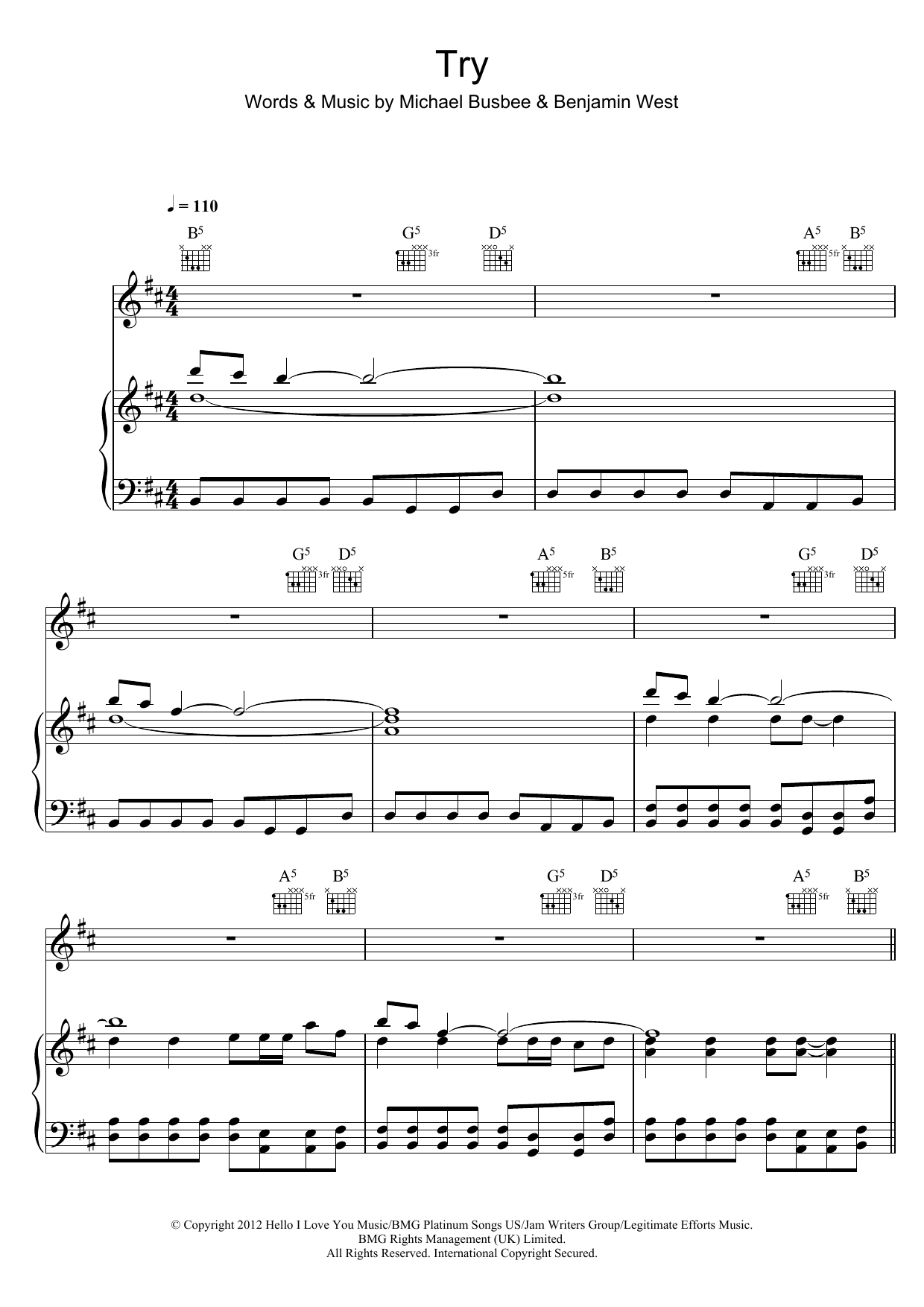 Download Pink Try Sheet Music