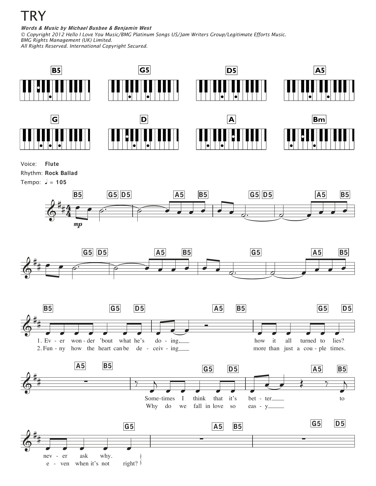 Download Pink Try Sheet Music