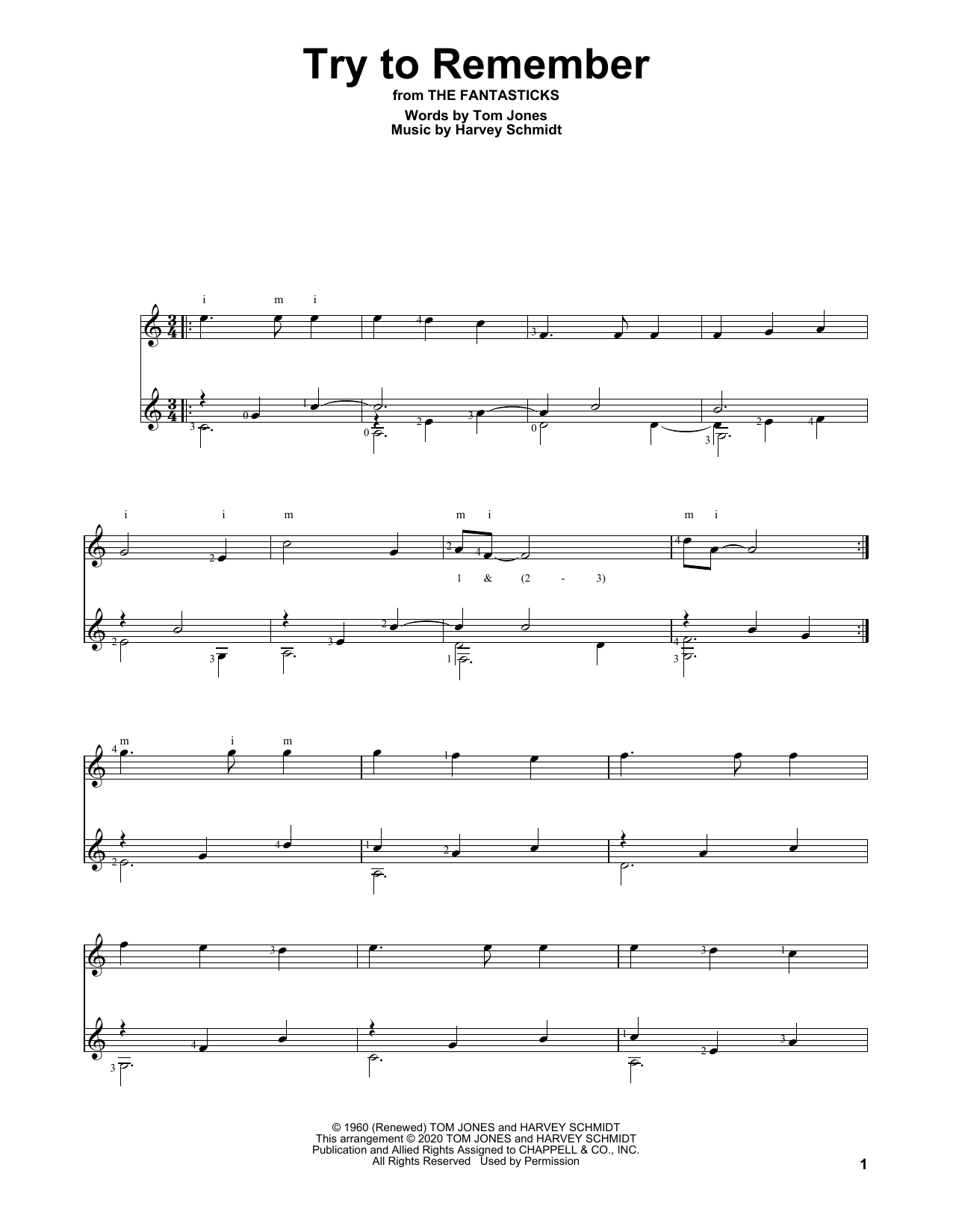Download Harvey Schmidt Try To Remember (from The Fantasticks) Sheet Music