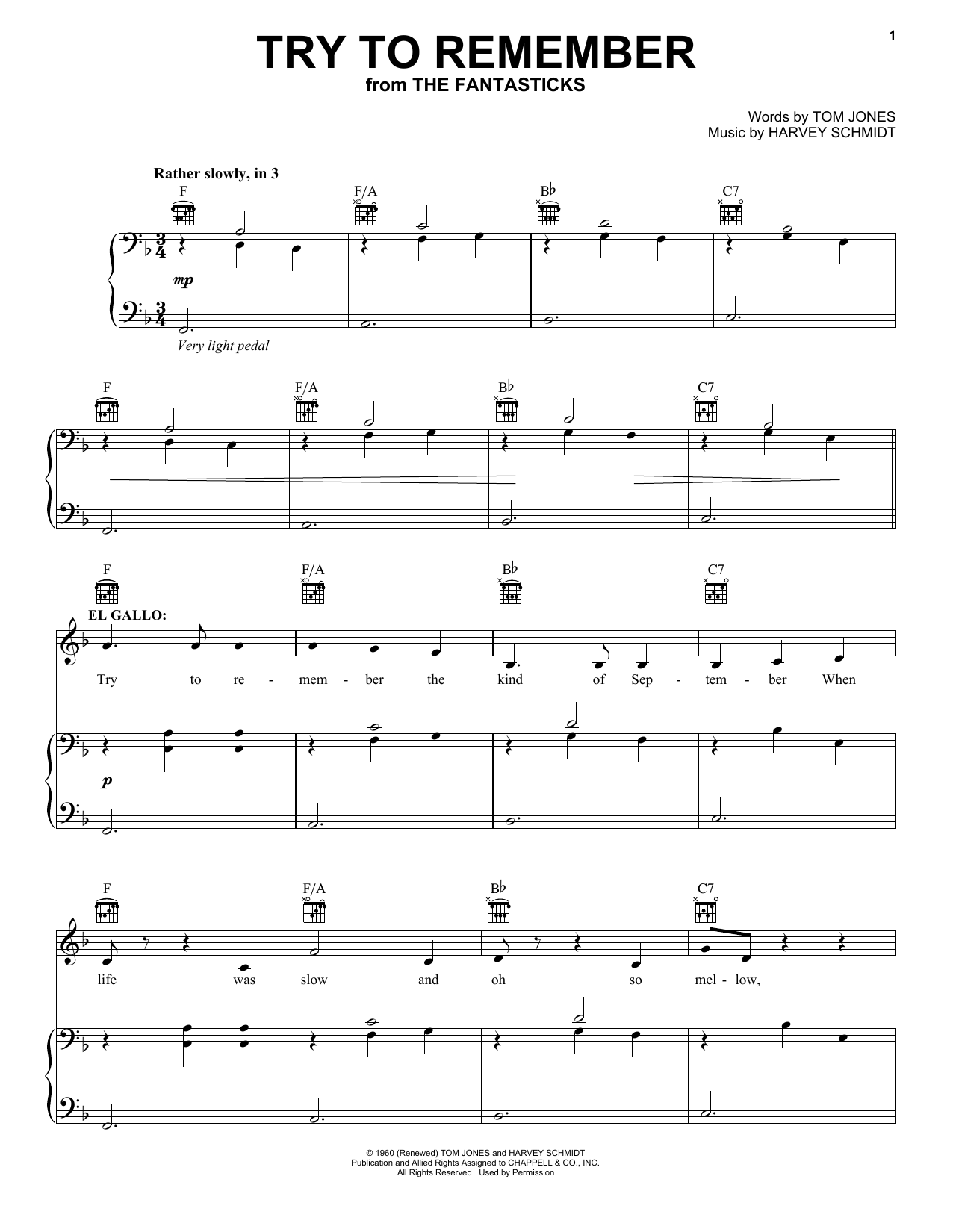 Download Harvey Schmidt Try To Remember Sheet Music
