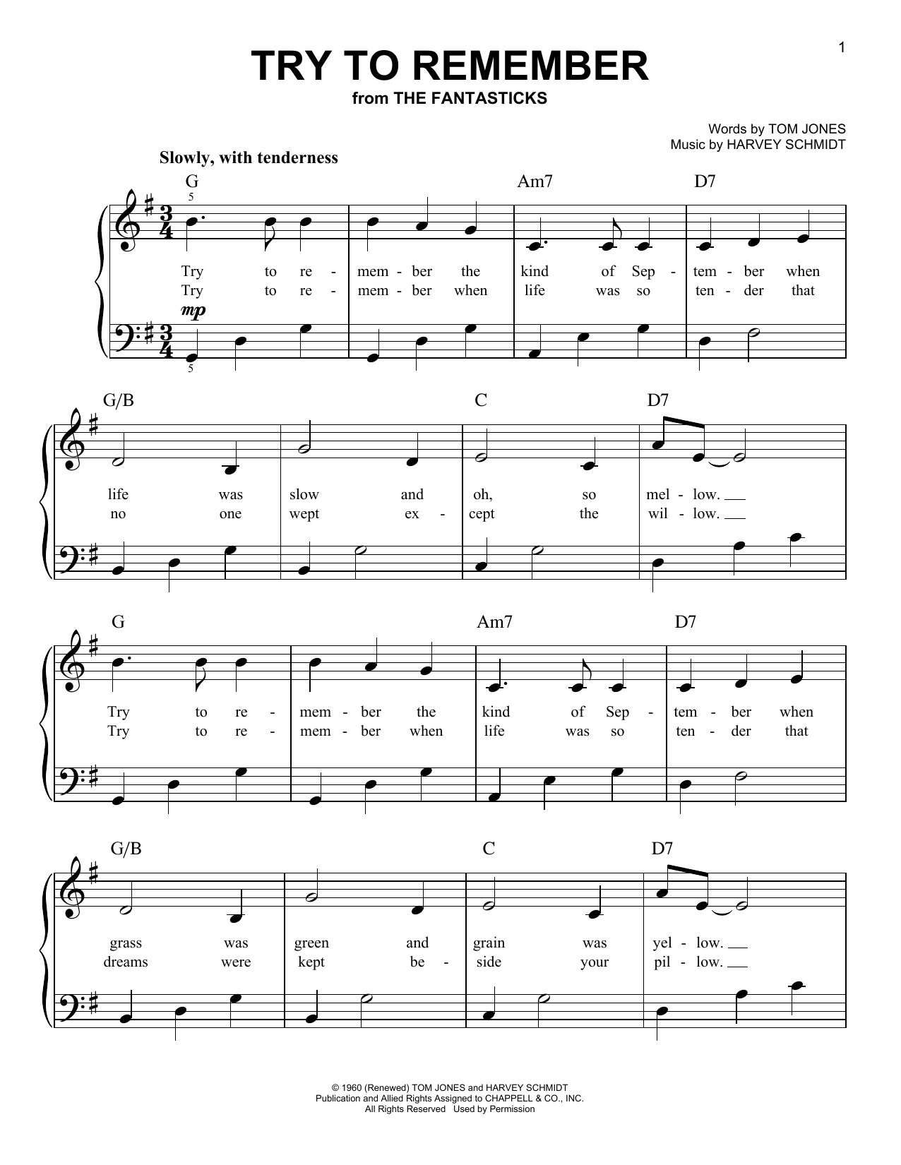 Download Harvey Schmidt Try To Remember Sheet Music