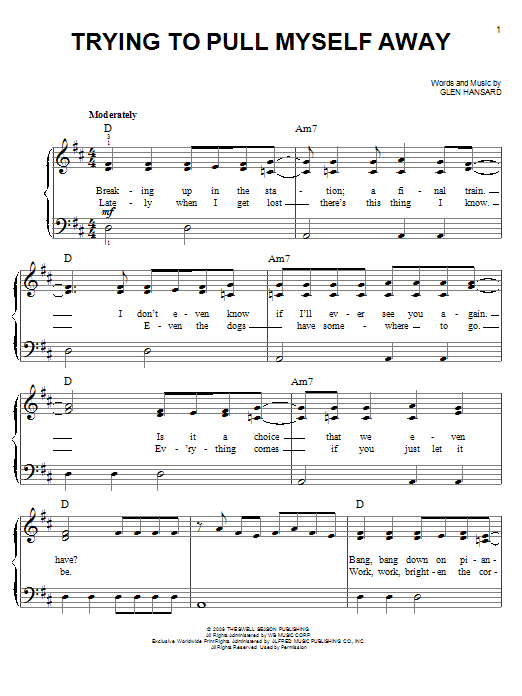 Download The Swell Season Trying To Pull Myself Away Sheet Music