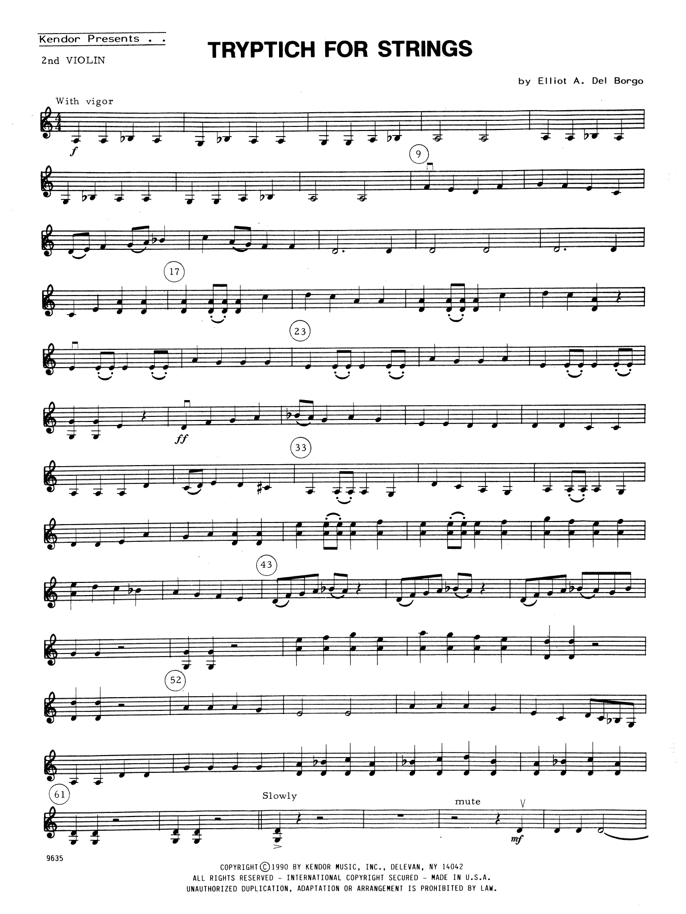 Download Elliot A. Del Borgo Tryptich For Strings - 2nd Violin Sheet Music