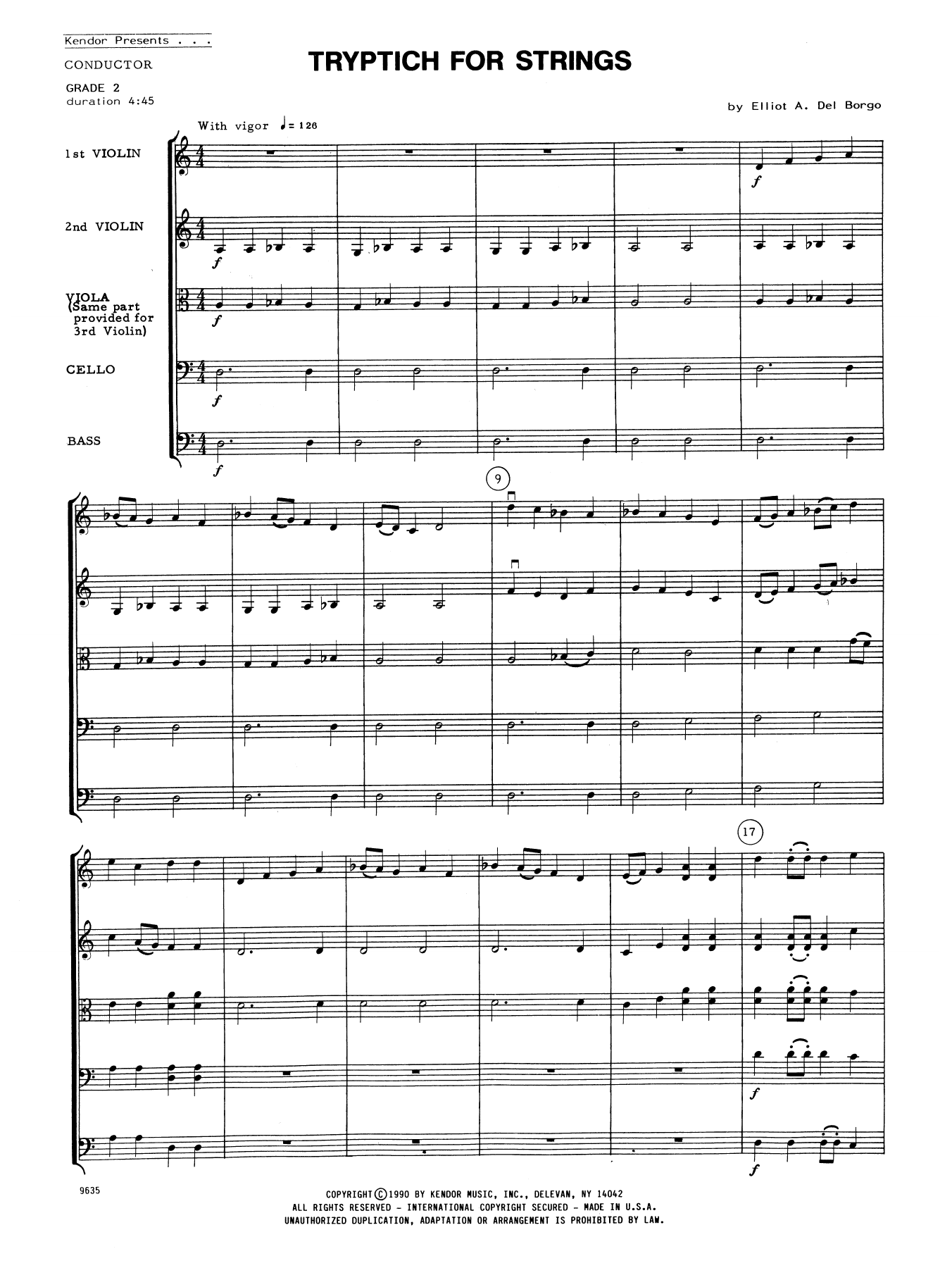 Download Elliot A. Del Borgo Tryptich For Strings - Full Score Sheet Music