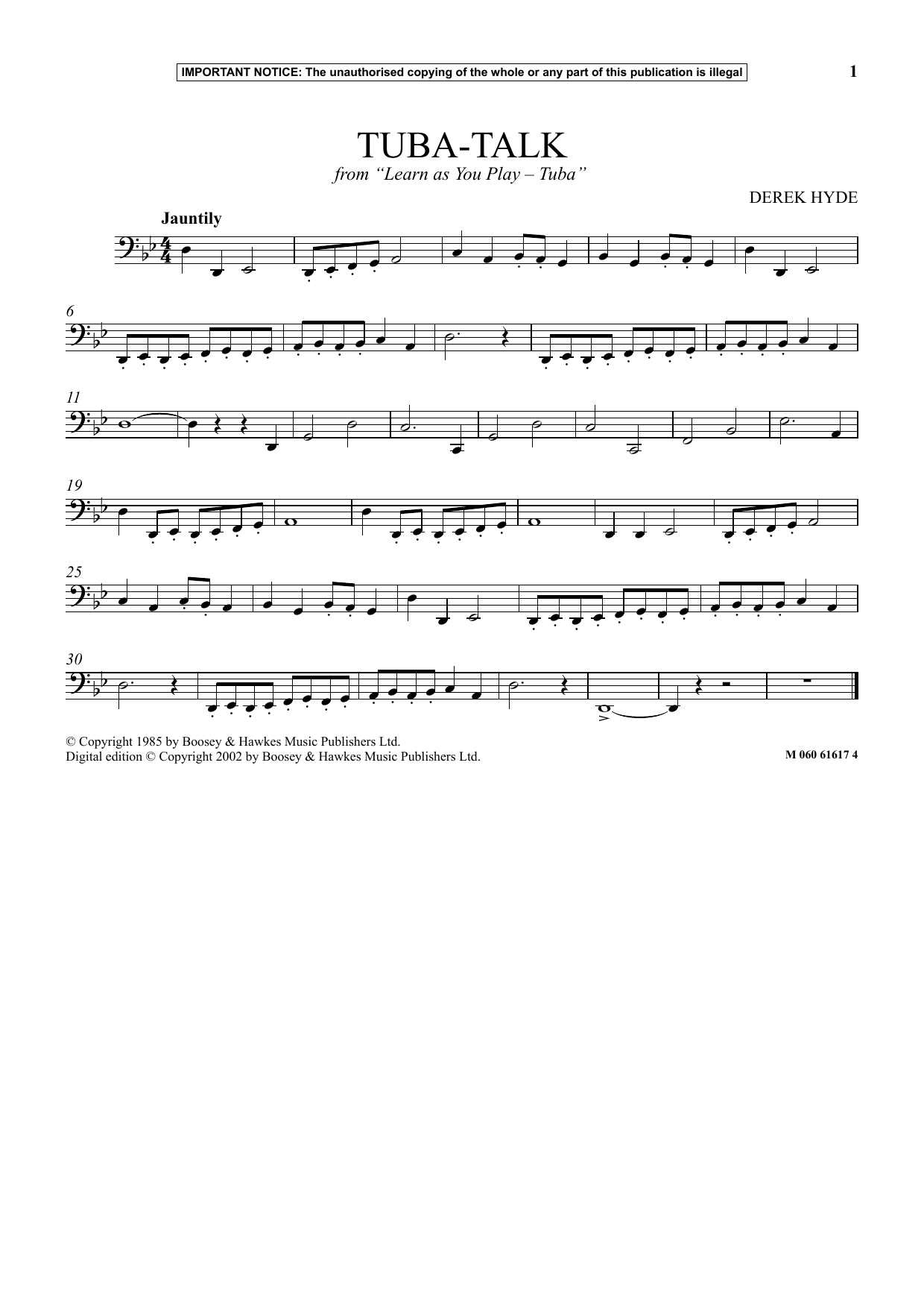 Download Derek Hyde Tuba Talk (from Learn As You Play Tuba) Sheet Music