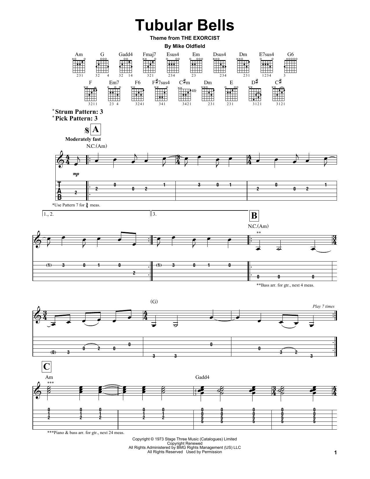 Download Mike Oldfield Tubular Bells Sheet Music