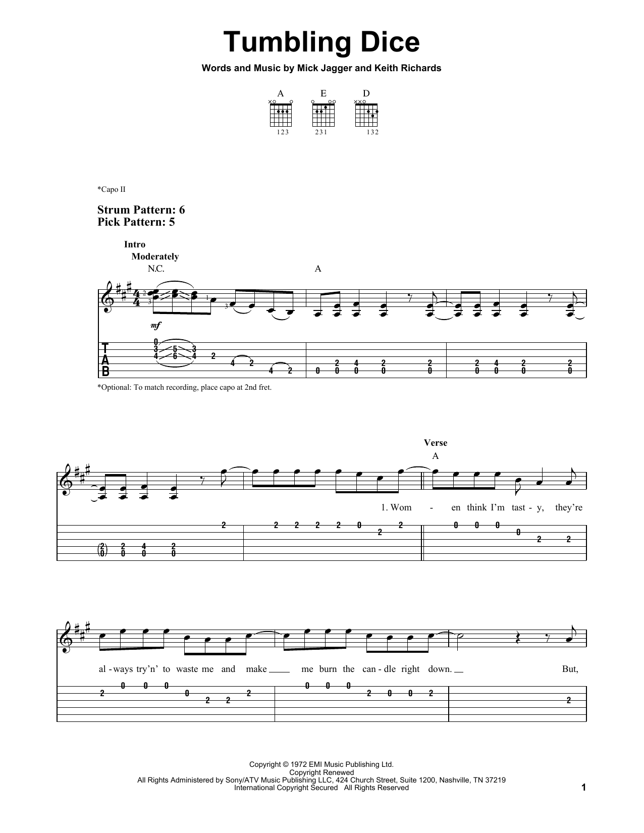 Download The Rolling Stones Tumbling Dice Sheet Music
