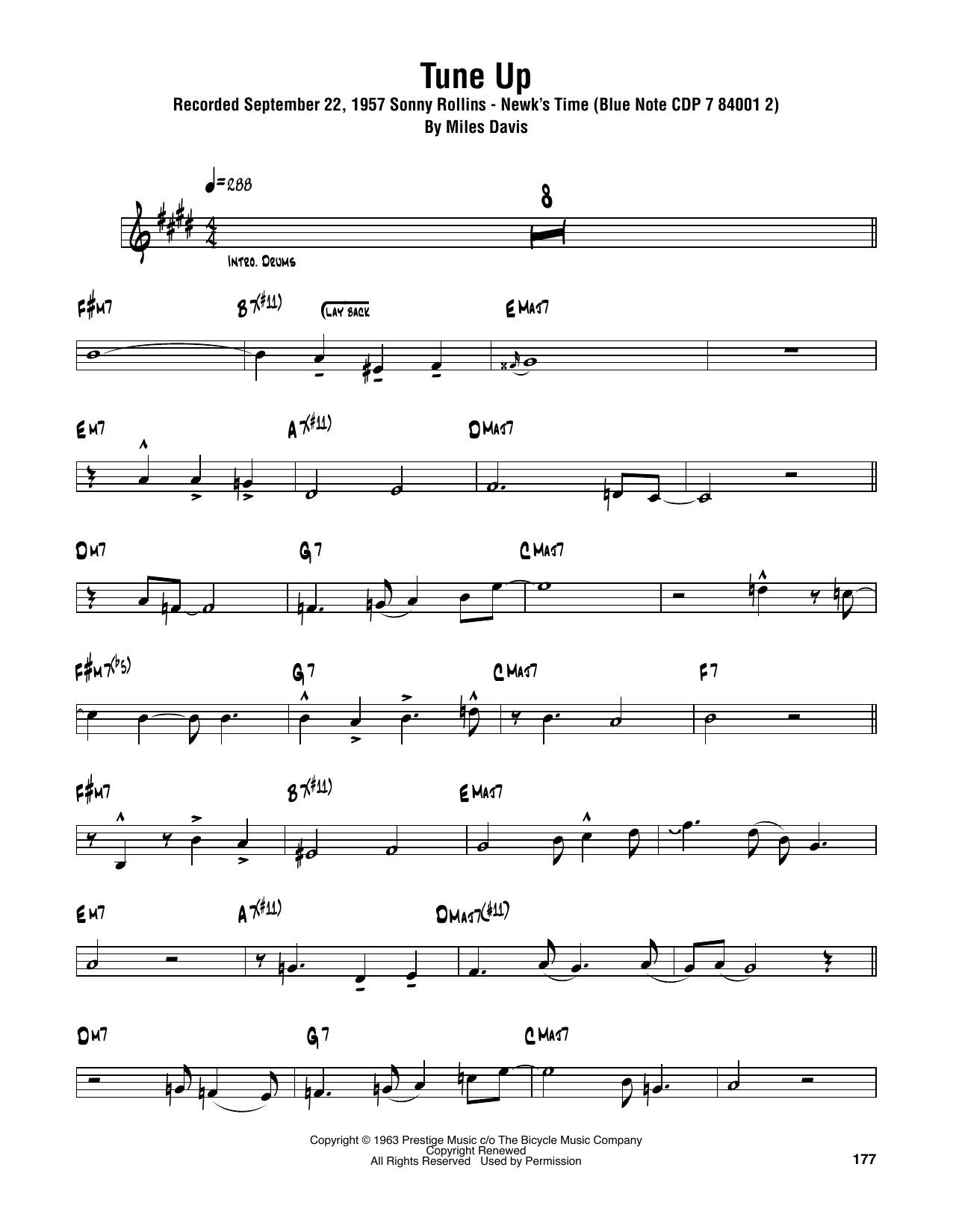 Download Sonny Rollins Tune Up Sheet Music