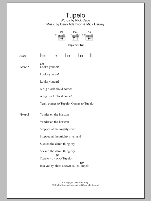 Download Nick Cave Tupelo Sheet Music