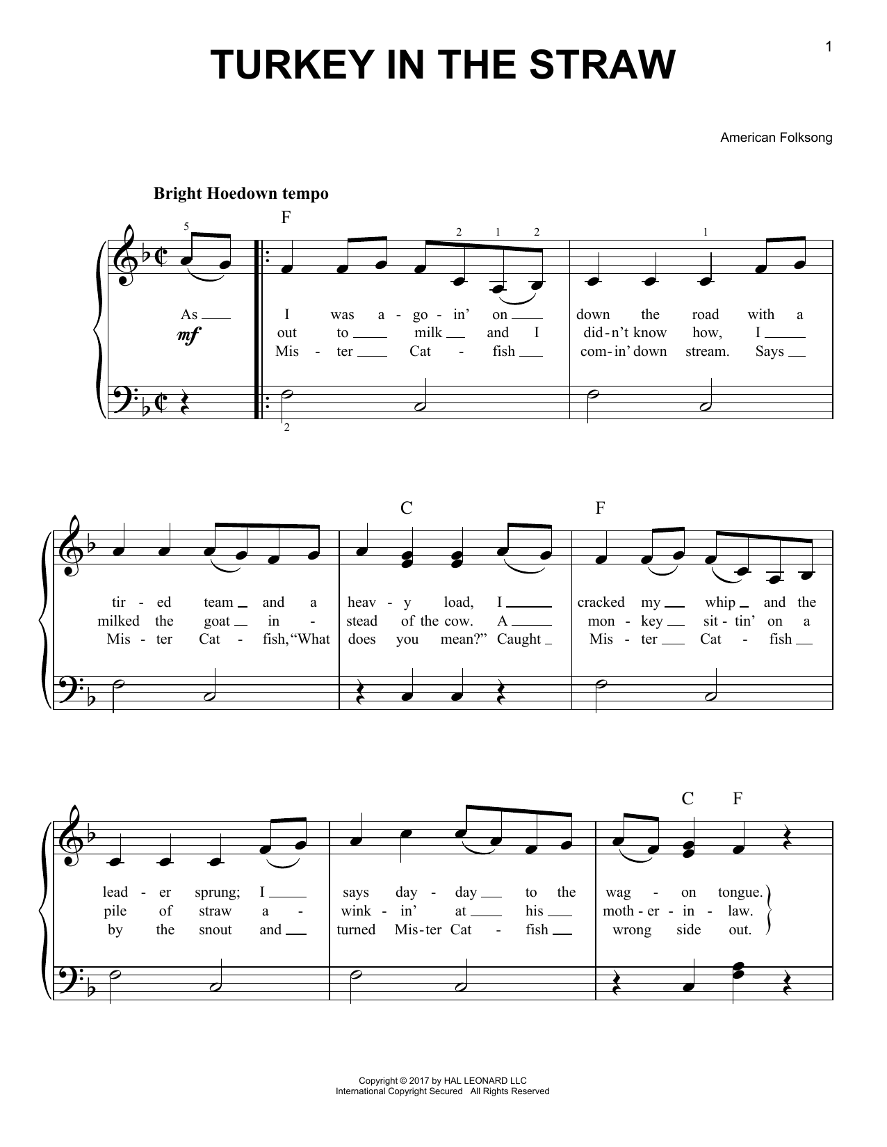 Download American Folksong Turkey In The Straw Sheet Music