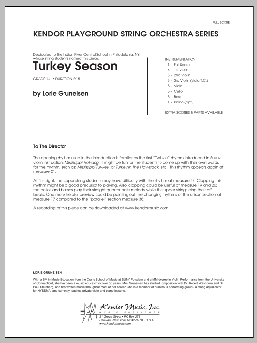 Download Gruneisen Turkey Season - Full Score Sheet Music
