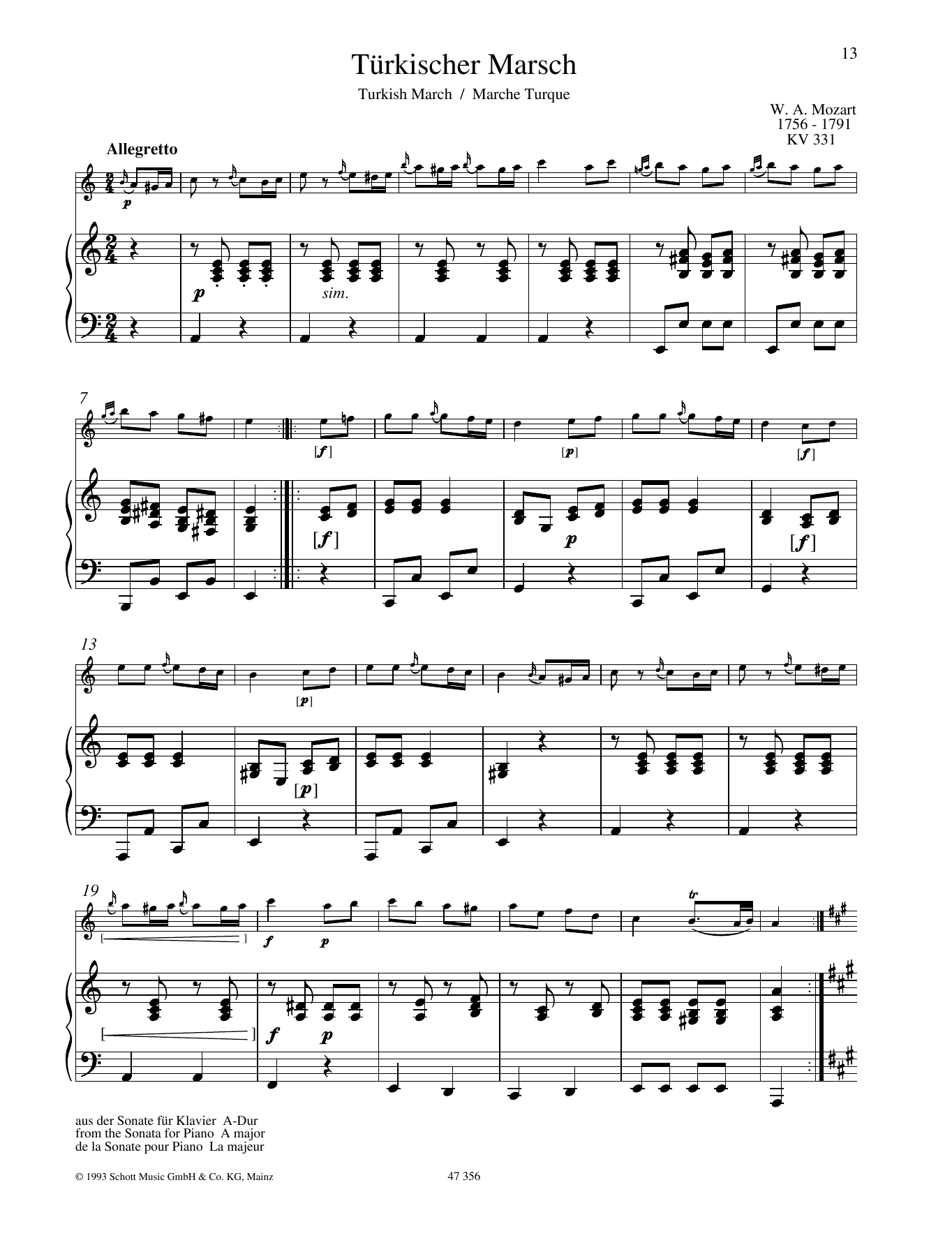 Download Wolfgang Amadeus Mozart Turkischer Marsch Sheet Music