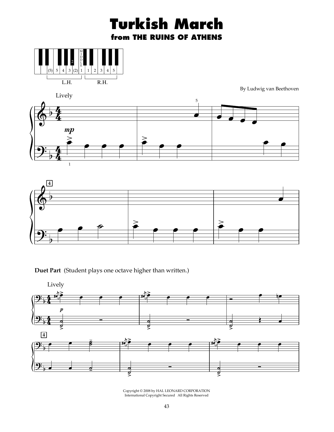 Download Ludwig van Beethoven Turkish March (arr. Carol Klose) Sheet Music