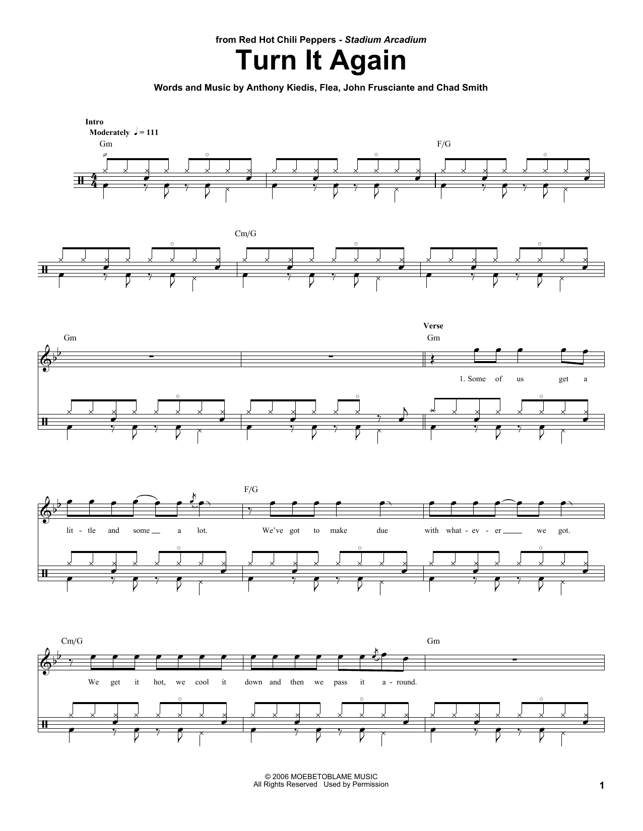 Download Red Hot Chili Peppers Turn It Again Sheet Music
