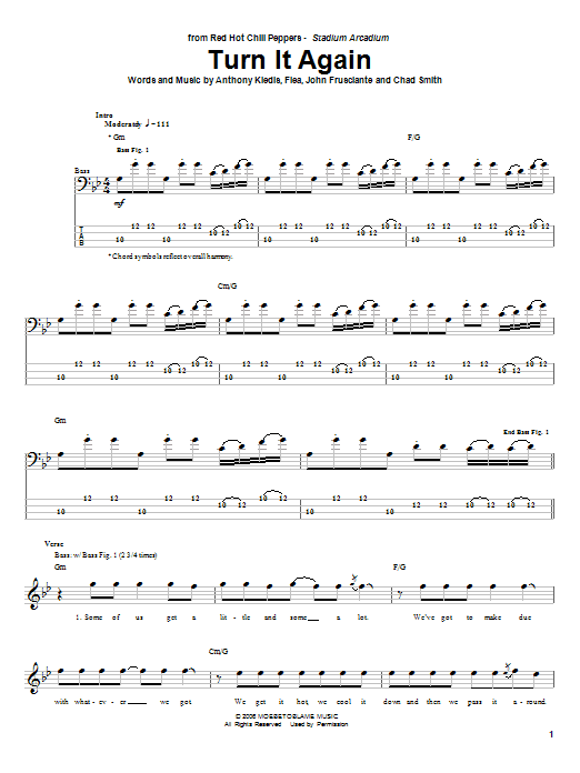 Download Red Hot Chili Peppers Turn It Again Sheet Music