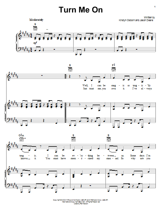 Download SHeDAISY Turn Me On Sheet Music