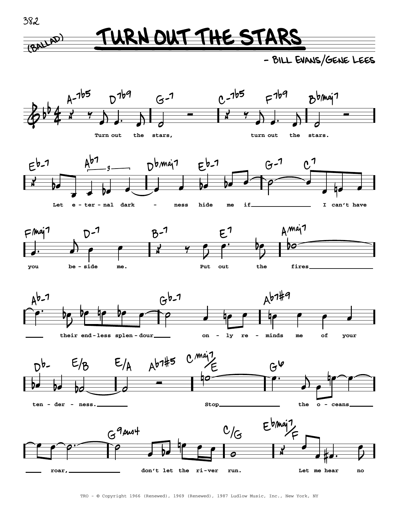 Download Bill Evans Turn Out The Stars (High Voice) Sheet Music