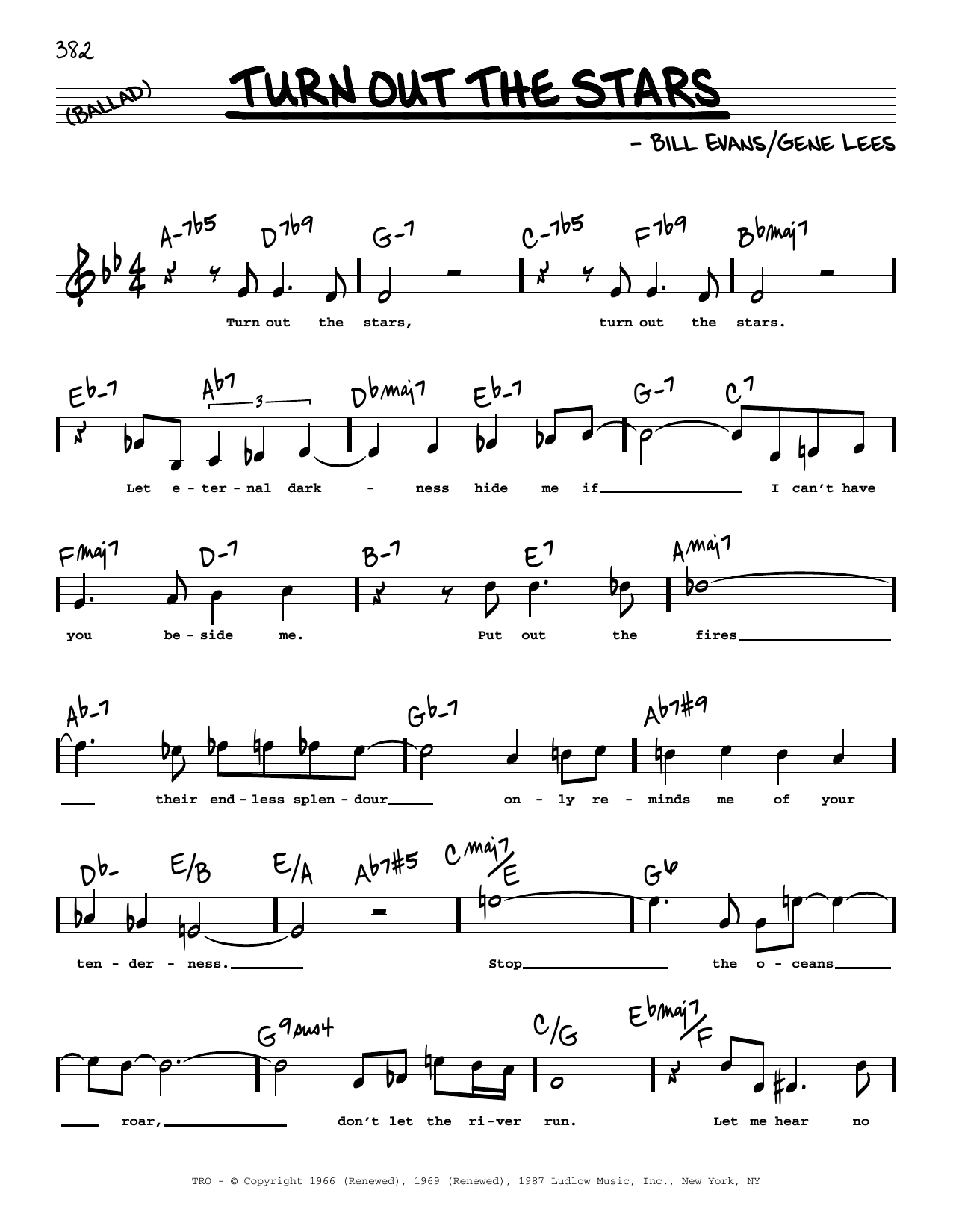 Download Bill Evans Turn Out The Stars (Low Voice) Sheet Music