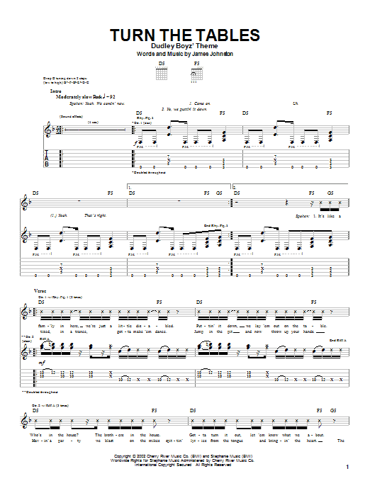 Download Saliva Turn The Tables Sheet Music