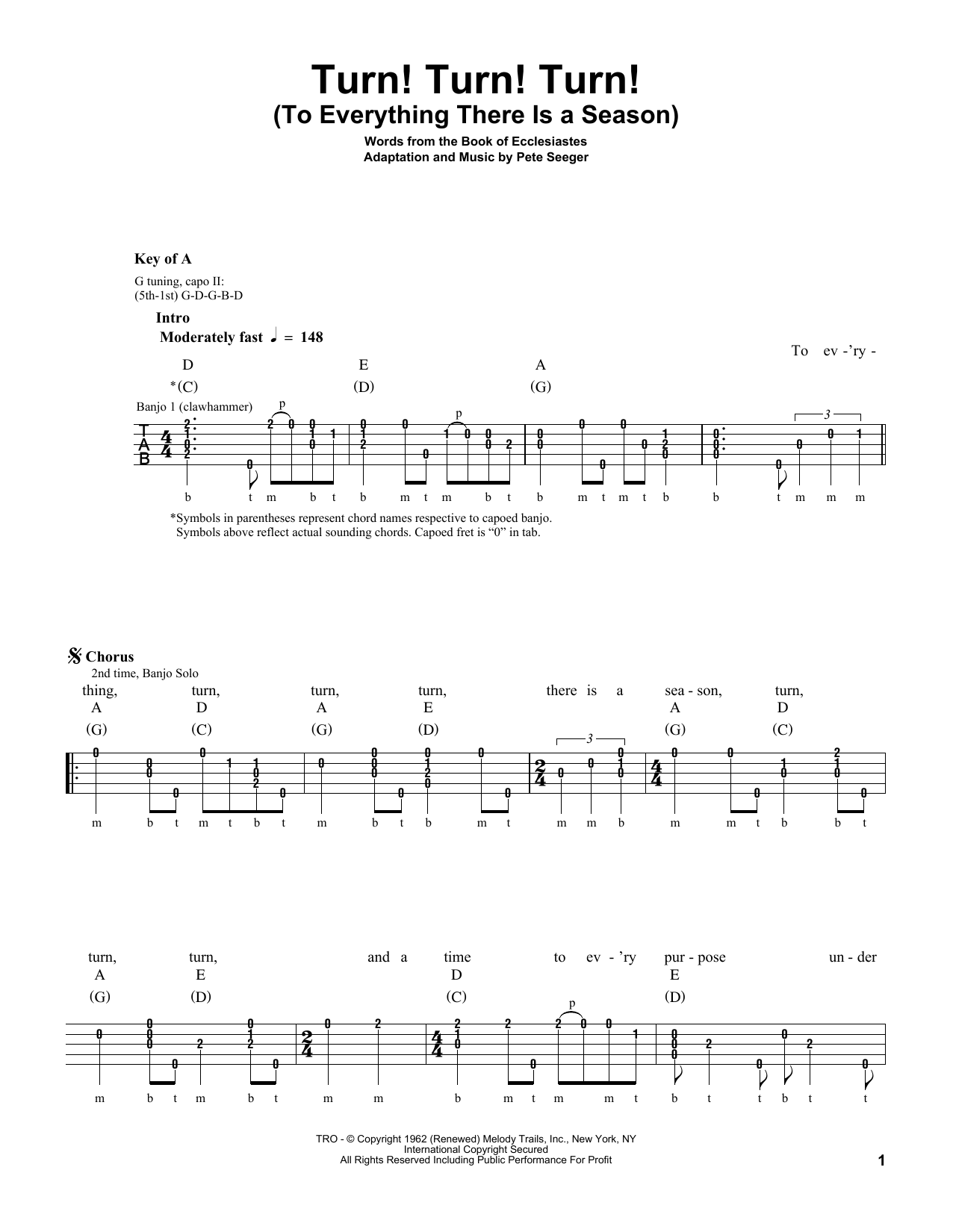 Download Pete Seeger Turn! Turn! Turn! (To Everything There Sheet Music