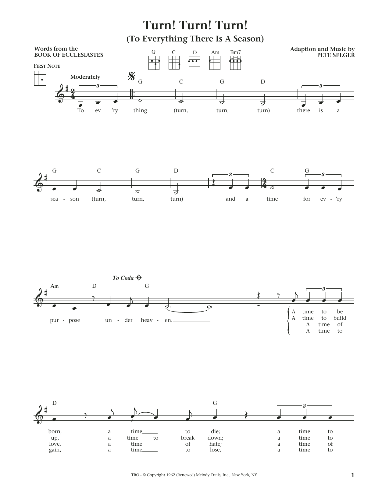 Download The Byrds Turn! Turn! Turn! (To Everything There Sheet Music