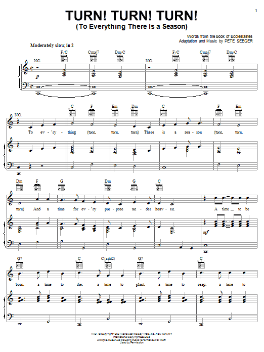 Download The Byrds Turn! Turn! Turn! (To Everything There Sheet Music