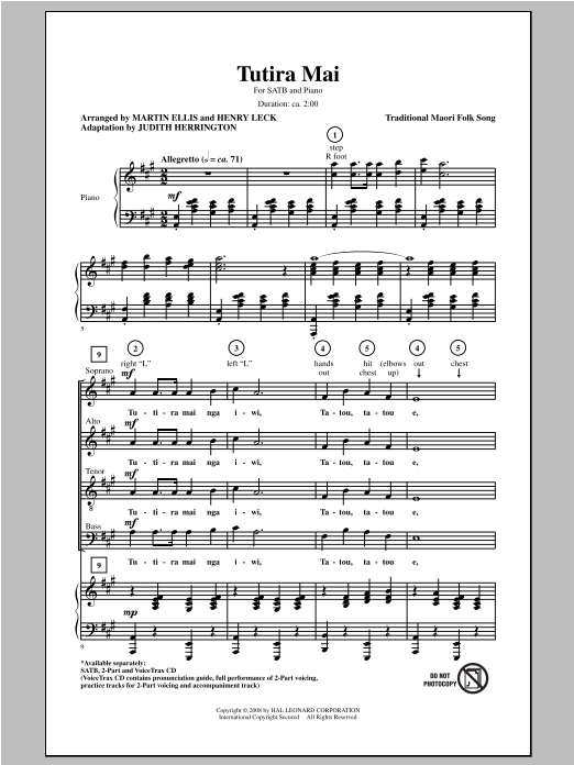 Download Traditional Tutira Mai (We Stand As One (arr. Henry Sheet Music