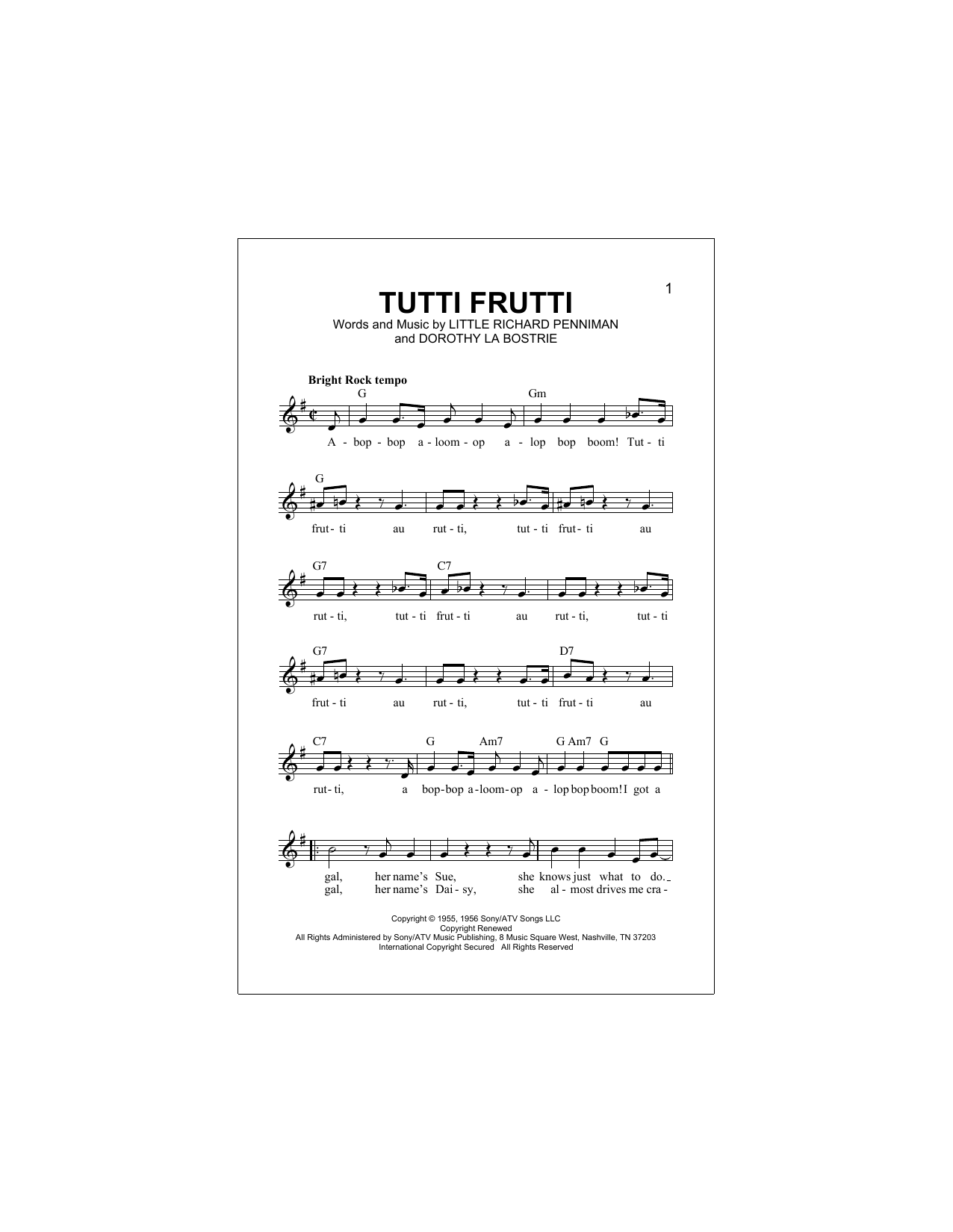 Download Little Richard Tutti Frutti Sheet Music