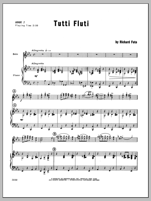 Download Fote Tutti Fluti - Piano Sheet Music