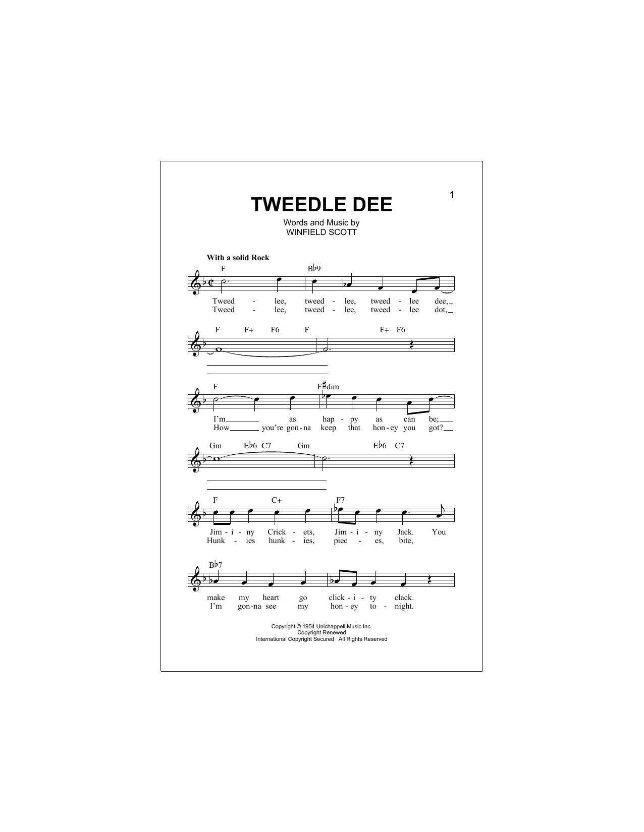 Download Winfield Scott Tweedle Dee Sheet Music