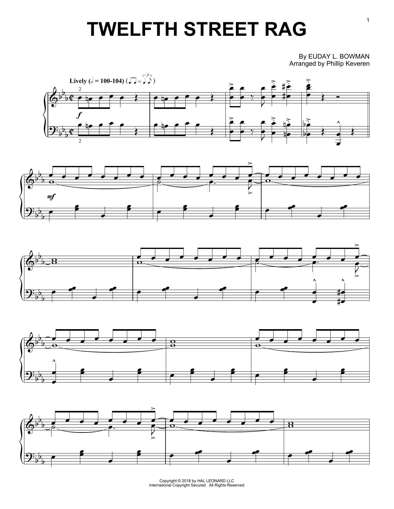 Download Euday L. Bowman Twelfth Street Rag [Jazz version] (arr. Sheet Music