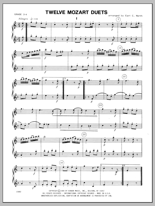 Download North Twelve Mozart Duets Sheet Music