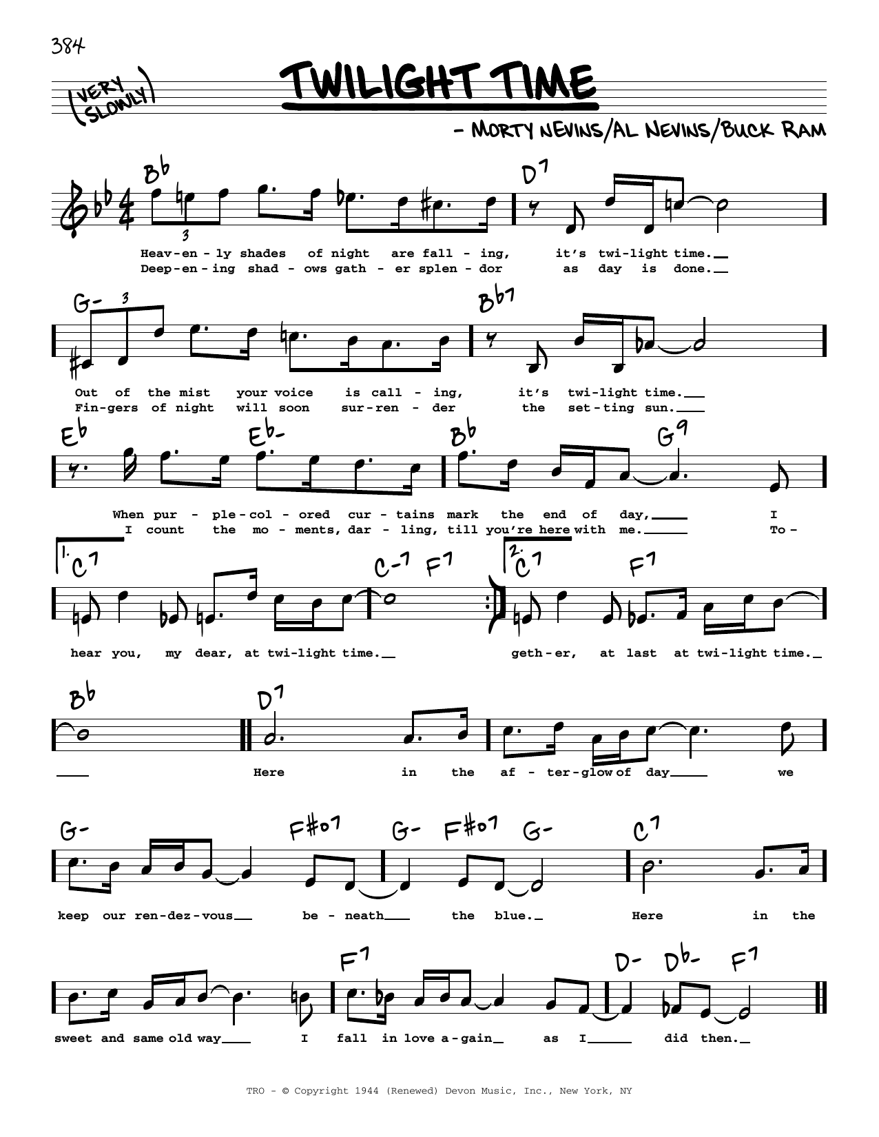 Download The Platters Twilight Time (High Voice) Sheet Music