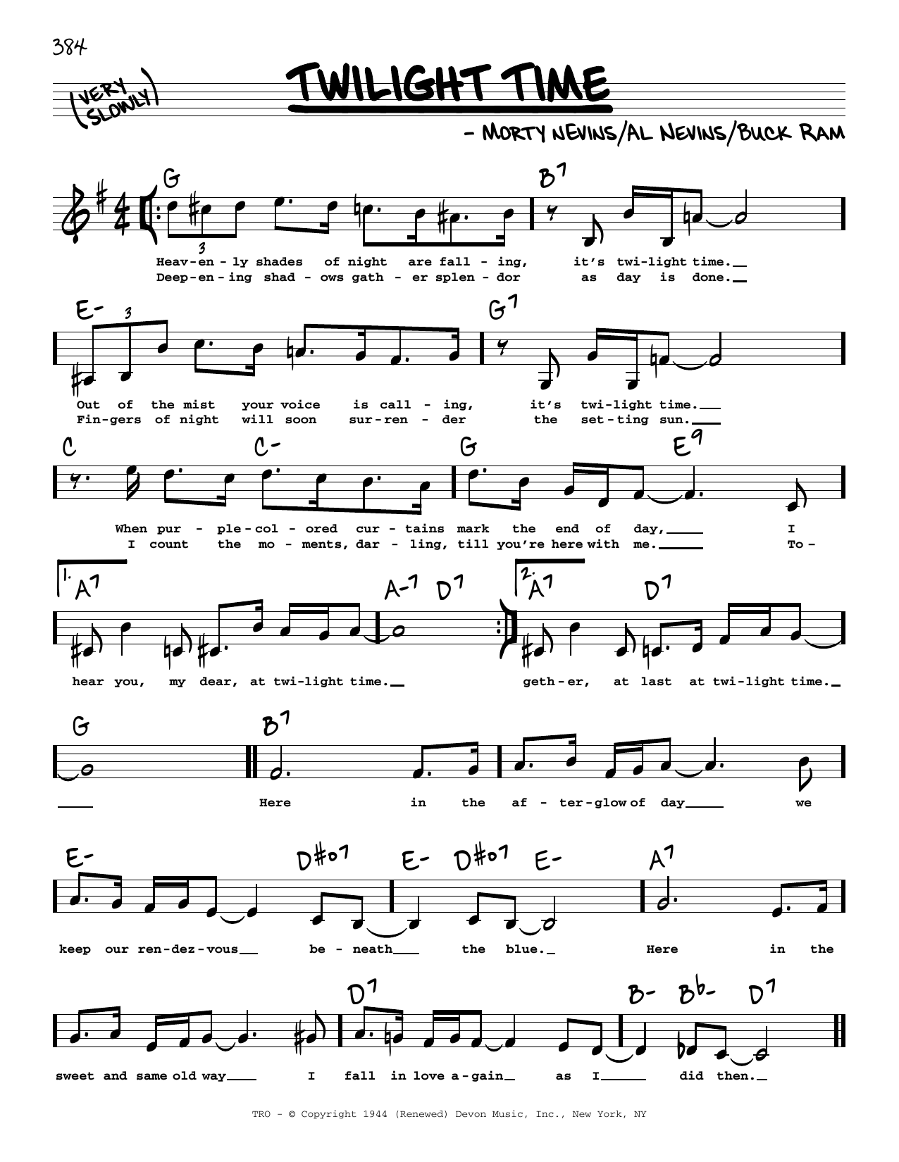 Download The Platters Twilight Time (Low Voice) Sheet Music