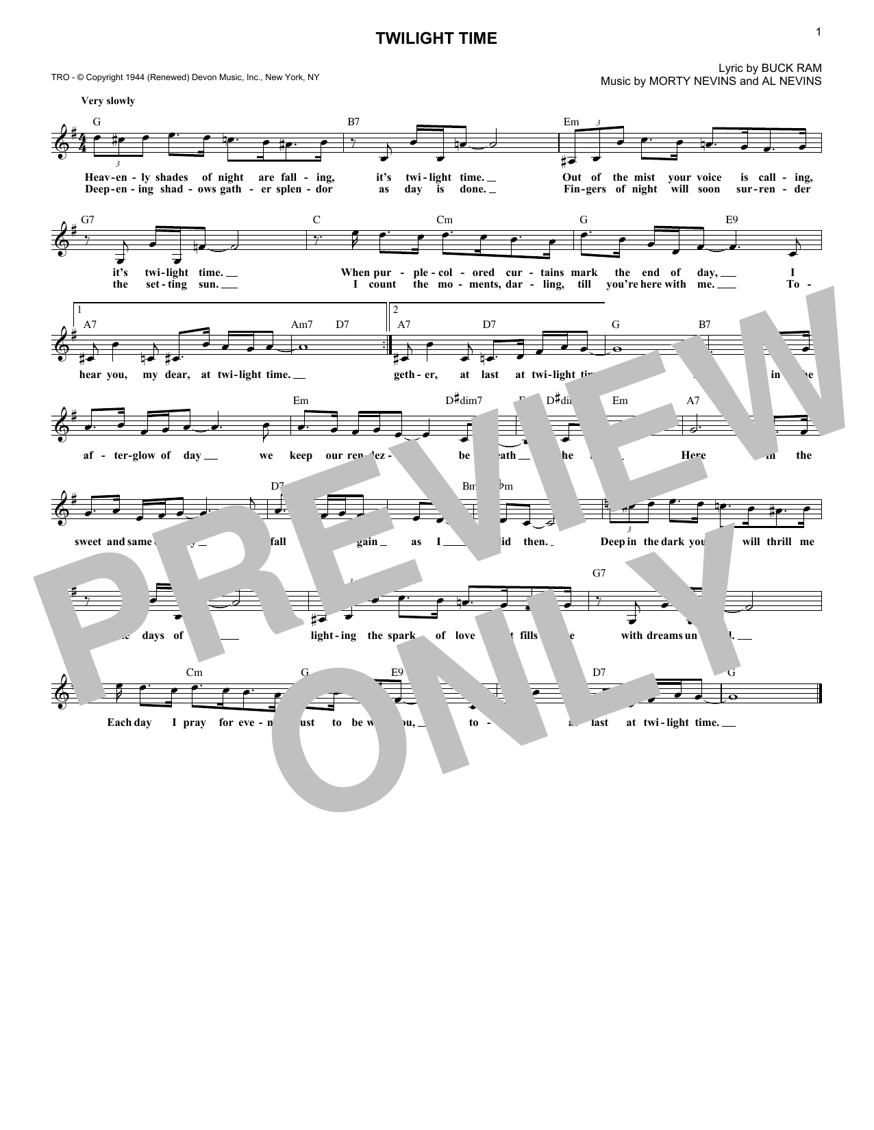 Download The Platters Twilight Time Sheet Music